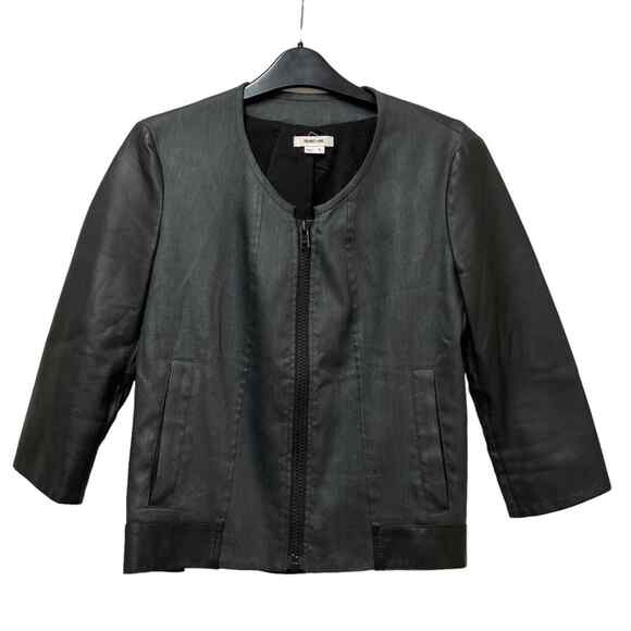Helmut Lang Lambskin and Glossy Linen-Twill Bomber Jacket Woman's Size Small - Picture 1 of 8